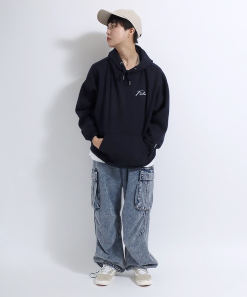 FILA（フィラ）ワンポイントロゴ刺繍 無地 裏起毛スウェット