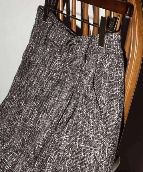NILWAY（ニルウェイ）の「ツイードハンドフリンジ袴ワイドスラックス/ ワイドパンツ（スラックス・メンズ・ブラック/ブルー/ライトグレー/ブラック×ホワイト・LARGE/SMALL/MEDIUM）」の9枚目の写真
