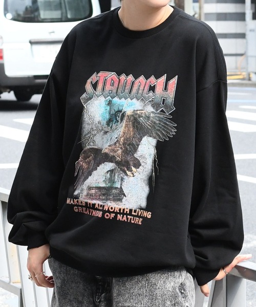 おしゃれスタ(オシャレスタ)の「クルーネックプリントスウェット【IR】 オーバーサイズ メンズ レディース(スウェット・メンズ・ブラック系その他2/グレー系その他/グレー系その他2/ブラック系その他・M/L/XL)」の18枚目の写真