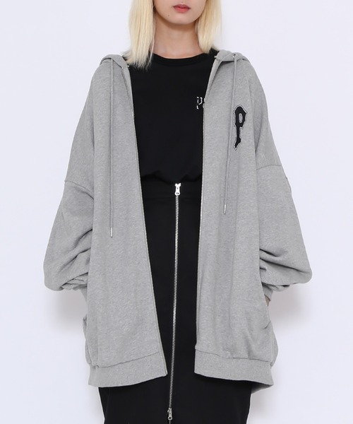 PUNYUS（プニュズ）の「ケルベロスビッグジップパーカー（パーカー・レディース・杢グレー/ブラック・2/3/4）」の2枚目の写真