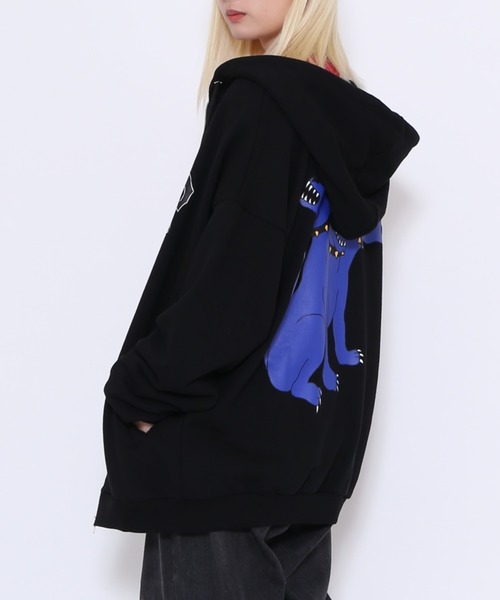 PUNYUS（プニュズ）の「ケルベロスビッグジップパーカー（パーカー・レディース・杢グレー/ブラック・2/3/4）」の4枚目の写真