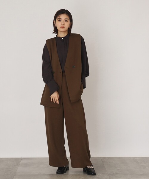 THE SHOP TK （ザ ショップ ティーケー ）の「◆【らくに決まる/2点SET】ジレ&ワイドパンツ/手洗い可（ベスト・レディース・ダークブラウン/ブラック/ライトベージュ・13/12）」の3枚目の写真