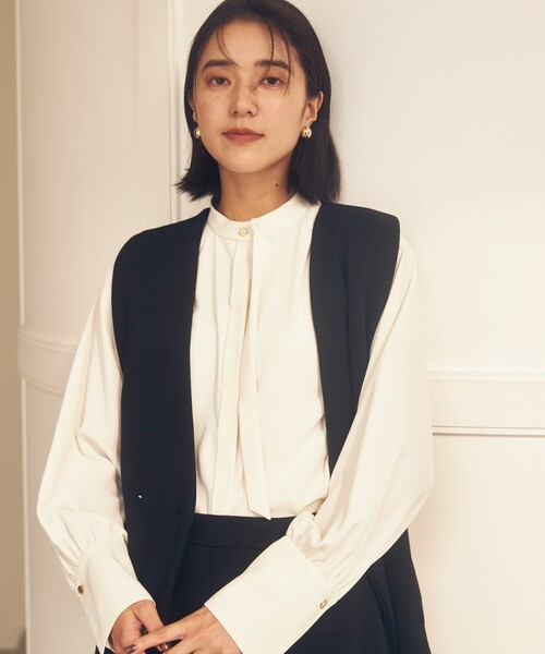 THE SHOP TK （ザ ショップ ティーケー ）の「◆【らくに決まる/2点SET】ジレ&ワイドパンツ/手洗い可（ベスト・レディース・ダークブラウン/ブラック/ライトベージュ・13/12）」の4枚目の写真