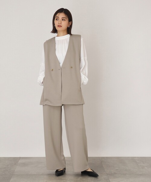 THE SHOP TK （ザ ショップ ティーケー ）の「◆【らくに決まる/2点SET】ジレ&ワイドパンツ/手洗い可（ベスト・レディース・ダークブラウン/ブラック/ライトベージュ・13/12）」の5枚目の写真