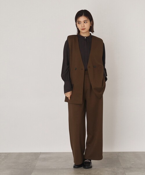 THE SHOP TK （ザ ショップ ティーケー ）の「◆【らくに決まる/2点SET】ジレ&ワイドパンツ/手洗い可（ベスト・レディース・ダークブラウン/ブラック/ライトベージュ・13/12）」の8枚目の写真