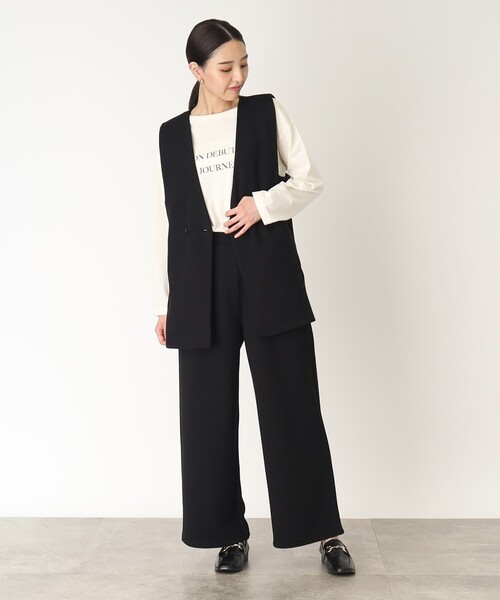 THE SHOP TK （ザ ショップ ティーケー ）の「◆【らくに決まる/2点SET】ジレ&ワイドパンツ/手洗い可（ベスト・レディース・ダークブラウン/ブラック/ライトベージュ・13/12）」の11枚目の写真