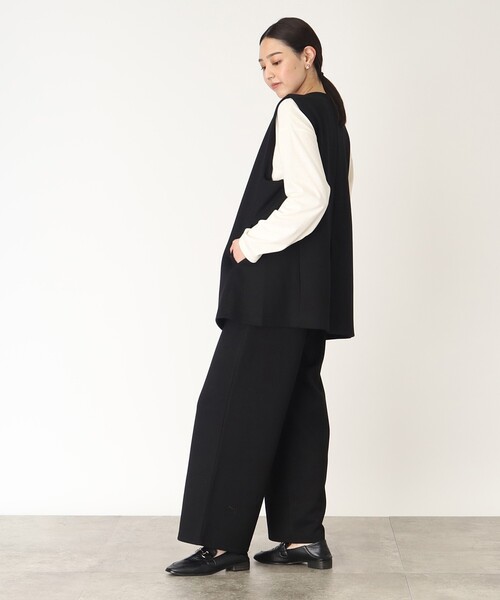 THE SHOP TK （ザ ショップ ティーケー ）の「◆【らくに決まる/2点SET】ジレ&ワイドパンツ/手洗い可（ベスト・レディース・ダークブラウン/ブラック/ライトベージュ・13/12）」の12枚目の写真