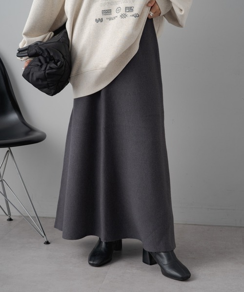 PUAL CE CIN（ピュアルセシン）の「フレアニットスカート（スカート・レディース・ブラック/ベージュ/グレー・FREE）」の2枚目の写真