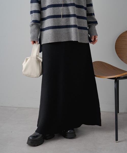 PUAL CE CIN（ピュアルセシン）の「フレアニットスカート（スカート・レディース・ブラック/ベージュ/グレー・FREE）」の15枚目の写真