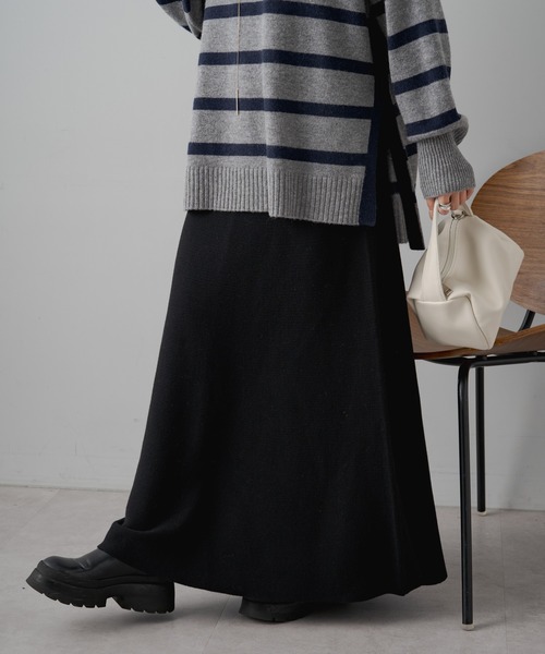 PUAL CE CIN（ピュアルセシン）の「フレアニットスカート（スカート・レディース・ブラック/ベージュ/グレー・FREE）」の16枚目の写真