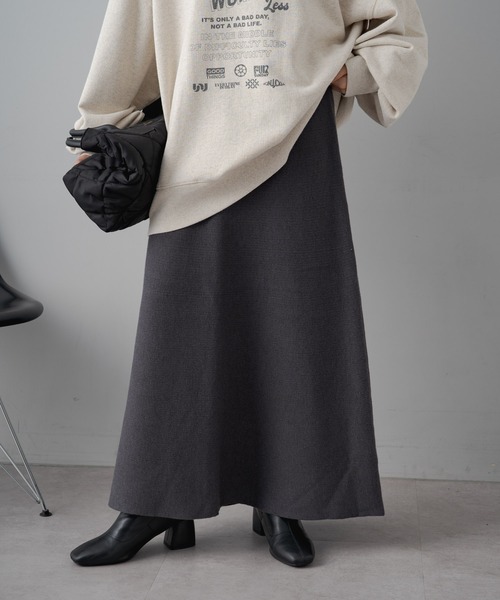 PUAL CE CIN（ピュアルセシン）の「フレアニットスカート（スカート・レディース・ブラック/ベージュ/グレー・FREE）」の9枚目の写真
