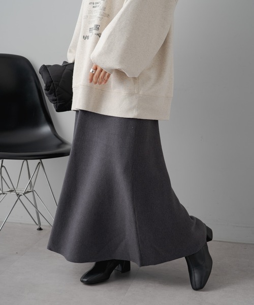 PUAL CE CIN（ピュアルセシン）の「フレアニットスカート（スカート・レディース・ブラック/ベージュ/グレー・FREE）」の10枚目の写真