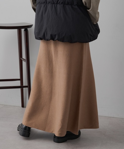 PUAL CE CIN（ピュアルセシン）の「フレアニットスカート（スカート・レディース・ブラック/ベージュ/グレー・FREE）」の6枚目の写真