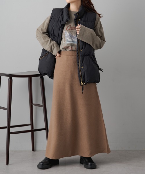 PUAL CE CIN（ピュアルセシン）の「フレアニットスカート（スカート・レディース・ブラック/ベージュ/グレー・FREE）」の8枚目の写真