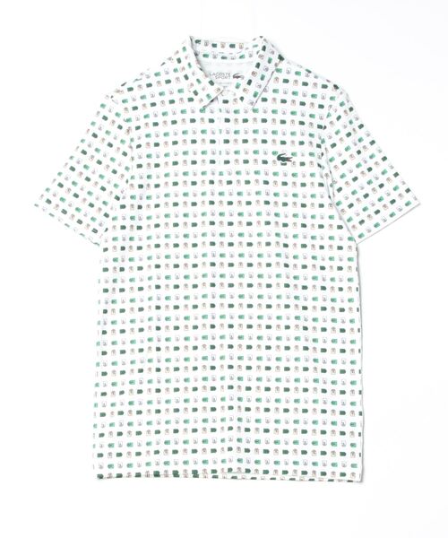 LACOSTE（ラコステ）の「UVカット ミニマム総柄プリント 比翼仕立て ウルトラドライ ゴルフポロシャツ（ポロシャツ・メンズ・ブラウン/グリーン/ネイビー/ホワイト/ライトブルー/ダークグリーン/オフホワイト/ダークブルー/ロイヤルブルー/レッド/スカイブルー/カーキ/ワイン/ホワイト系その他/ブルー系その他/モスグリーン/ホワイト系その他2/アクア/ベージュ/グレイッシュブルー/ライトピンク/オリーブ・5/3/2/4）」の3枚目の写真