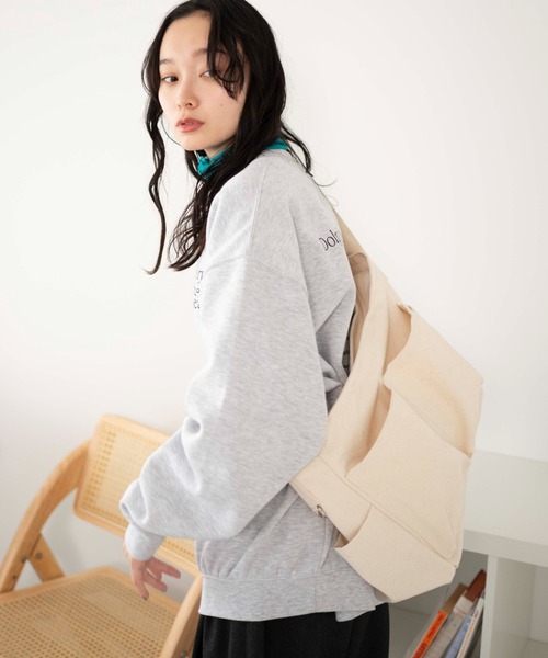 WEGO（ウィゴー）の「WEGO/立体ポケットキャンバスショルダー（ショルダーバッグ・レディース・ブラック/ナチュラル/ダークグレー/ライトインディゴブルー・FREE）」の8枚目の写真