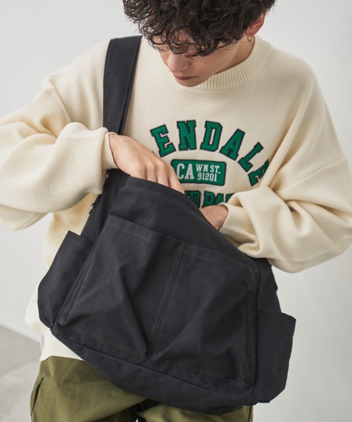 WEGO（ウィゴー）の「WEGO/立体ポケットキャンバスショルダー（ショルダーバッグ・レディース・ブラック/ナチュラル/ダークグレー/ライトインディゴブルー・FREE）」の10枚目の写真