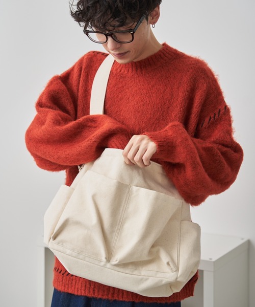 WEGO（ウィゴー）の「WEGO/立体ポケットキャンバスショルダー（ショルダーバッグ・レディース・ブラック/ナチュラル/ダークグレー/ライトインディゴブルー・FREE）」の13枚目の写真