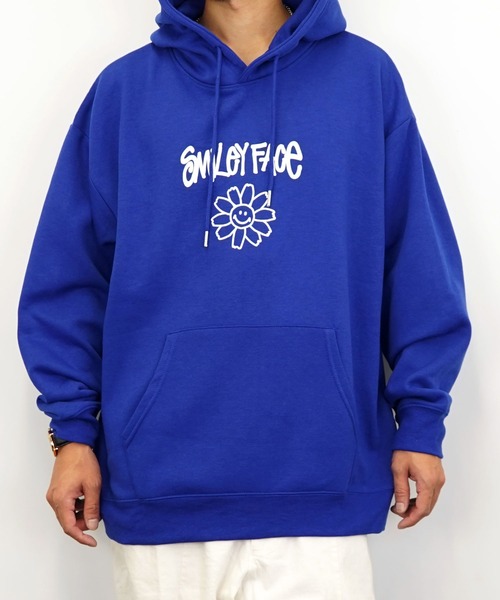 SMILEY FACE（スマイリーフェイス）の「【GROOVY STORE】SMILEY FACE オーバーサイズ別注スウェットパーカー裏起毛（パーカー・メンズ・ロイヤルブルー/ホワイト/ブラック・M/L/LL）」の22枚目の写真