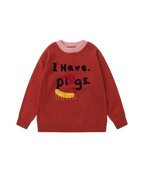 HOOK(フック)の「イラストデザインニット(ニット/セーター・メンズ・レッド/ブルー/ライトベージュ・XL/M/L)」の9枚目の写真