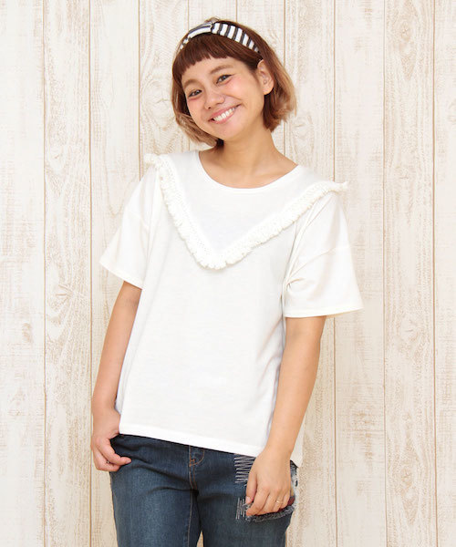 チチカカ(チチカカ)の「フリンジカットソ-Tシャツ フリンジアイテム(Tシャツ/カットソー・レディース・ワインレッド/ネイビー/カーキ/オフホワイト・FREE)」の2枚目の写真