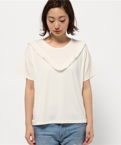 チチカカ(チチカカ)の「フリンジカットソ-Tシャツ フリンジアイテム(Tシャツ/カットソー・レディース・ワインレッド/ネイビー/カーキ/オフホワイト・FREE)」の5枚目の写真