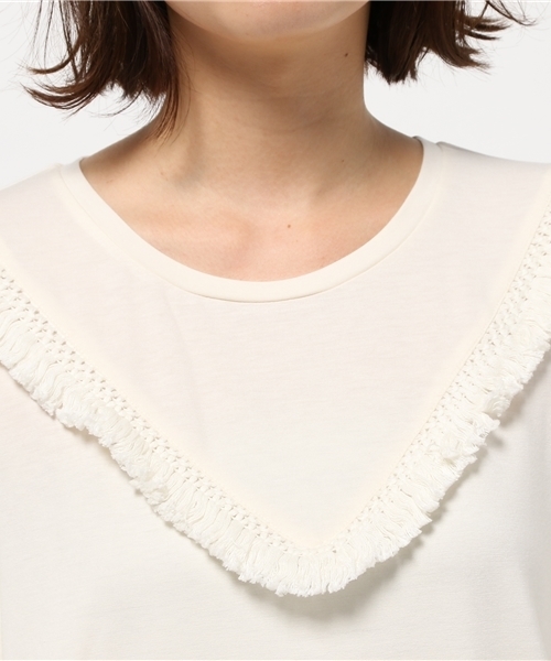 チチカカ(チチカカ)の「フリンジカットソ-Tシャツ フリンジアイテム(Tシャツ/カットソー・レディース・ワインレッド/ネイビー/カーキ/オフホワイト・FREE)」の8枚目の写真