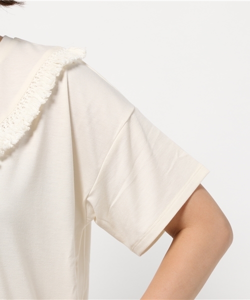 チチカカ(チチカカ)の「フリンジカットソ-Tシャツ フリンジアイテム(Tシャツ/カットソー・レディース・ワインレッド/ネイビー/カーキ/オフホワイト・FREE)」の9枚目の写真