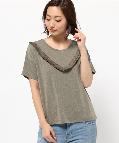 チチカカ(チチカカ)の「フリンジカットソ-Tシャツ フリンジアイテム(Tシャツ/カットソー・レディース・ワインレッド/ネイビー/カーキ/オフホワイト・FREE)」の14枚目の写真