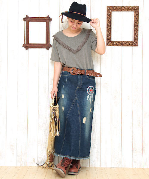 チチカカ(チチカカ)の「フリンジカットソ-Tシャツ フリンジアイテム(Tシャツ/カットソー・レディース・ワインレッド/ネイビー/カーキ/オフホワイト・FREE)」の10枚目の写真