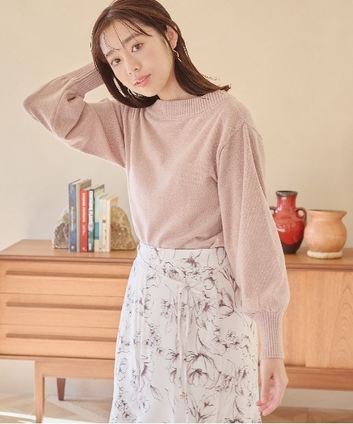 mysty woman（ミスティウーマン）の「ラメモールボートネックプルオーバー　100701（ニット/セーター・レディース・アイボリー/ブラック/ライトブルー/ライトピンク・FREE）」の4枚目の写真