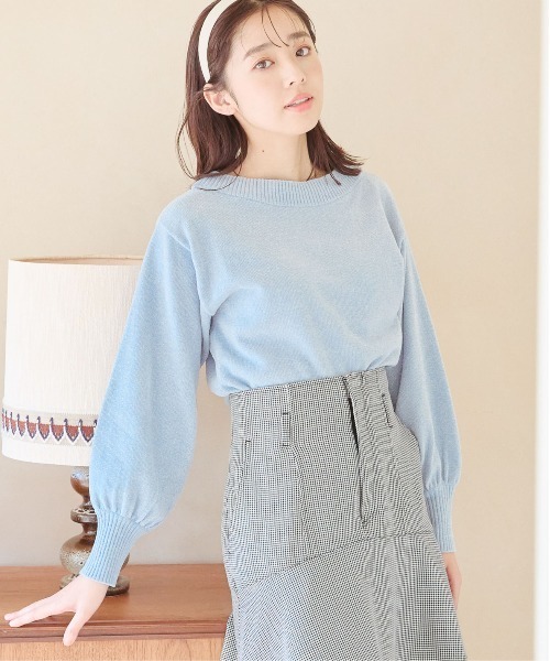 mysty woman（ミスティウーマン）の「ラメモールボートネックプルオーバー　100701（ニット/セーター・レディース・アイボリー/ブラック/ライトブルー/ライトピンク・FREE）」の6枚目の写真