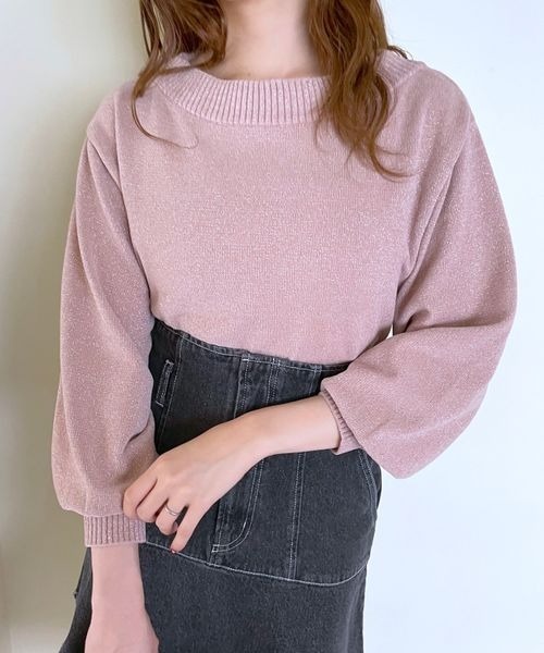 mysty woman（ミスティウーマン）の「ラメモールボートネックプルオーバー　100701（ニット/セーター・レディース・アイボリー/ブラック/ライトブルー/ライトピンク・FREE）」の13枚目の写真