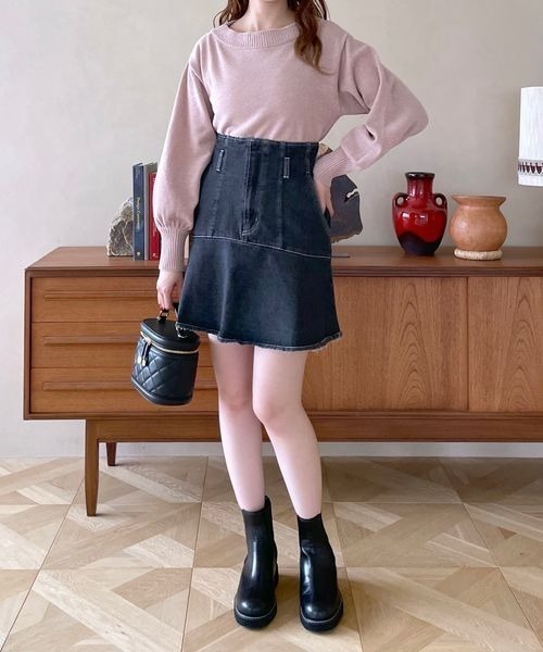 mysty woman（ミスティウーマン）の「ラメモールボートネックプルオーバー　100701（ニット/セーター・レディース・アイボリー/ブラック/ライトブルー/ライトピンク・FREE）」の14枚目の写真