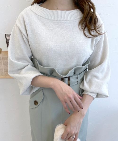 mysty woman（ミスティウーマン）の「ラメモールボートネックプルオーバー　100701（ニット/セーター・レディース・アイボリー/ブラック/ライトブルー/ライトピンク・FREE）」の17枚目の写真