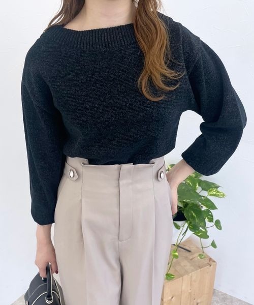 mysty woman（ミスティウーマン）の「ラメモールボートネックプルオーバー　100701（ニット/セーター・レディース・アイボリー/ブラック/ライトブルー/ライトピンク・FREE）」の19枚目の写真