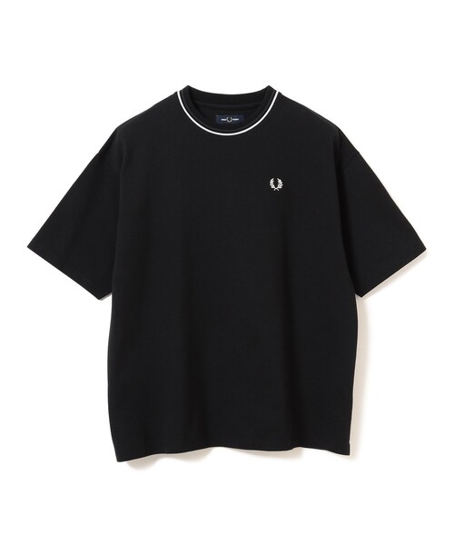 FRED PERRY【BEAMS別注】オーバーサイズ 黒 刺繍ロゴ カーディガン FRED PERRY（フレッドペリー）の「FRED PERRY × BEAMS / 別注