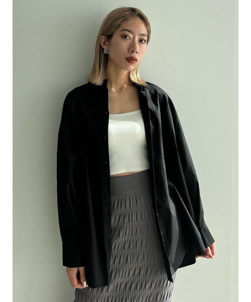 EMODA（エモダ）の「バックルベルト2トーンシャツ（シャツ/ブラウス・レディース・ホワイト/ブラック/ピンク/ブルー・FREE）」の3枚目の写真