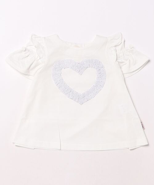 nino（ニノ）の「ハートフリルTシャツ（Tシャツ/カットソー・キッズ・ブラック/ホワイト/ピンク・90cm/100cm/110cm/120cm）」の2枚目の写真