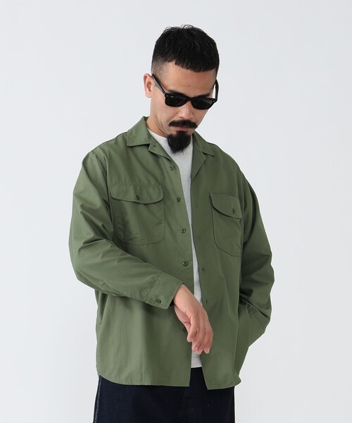 BEAMS PLUS（ビームスプラス）の「BEAMS  PLUS / ナイロン マイクロメッシュ ワークシャツ クラシックフィット（シャツ/ブラウス・メンズ・オリーブ/ネイビー・M/S/L/XL）」の5枚目の写真