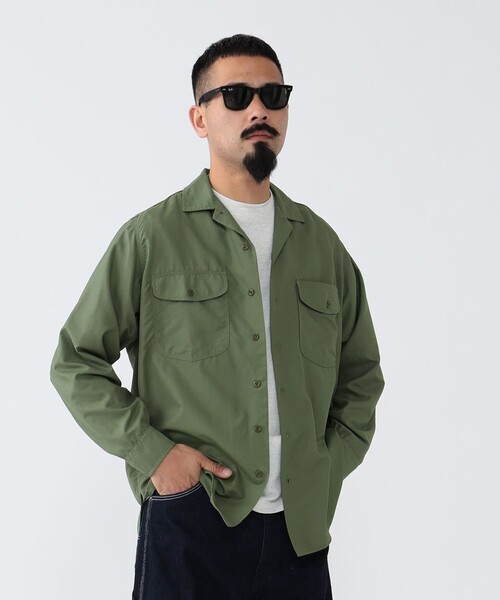BEAMS PLUS（ビームスプラス）の「BEAMS  PLUS / ナイロン マイクロメッシュ ワークシャツ クラシックフィット（シャツ/ブラウス・メンズ・オリーブ/ネイビー・M/S/L/XL）」の6枚目の写真