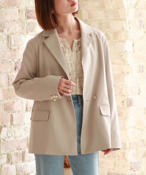 archives(アルシーヴ)の「ダブルテーラードジャケット(テーラードジャケット・レディース・ベージュ/ブラック/グレー・MEDIUM)」の6枚目の写真