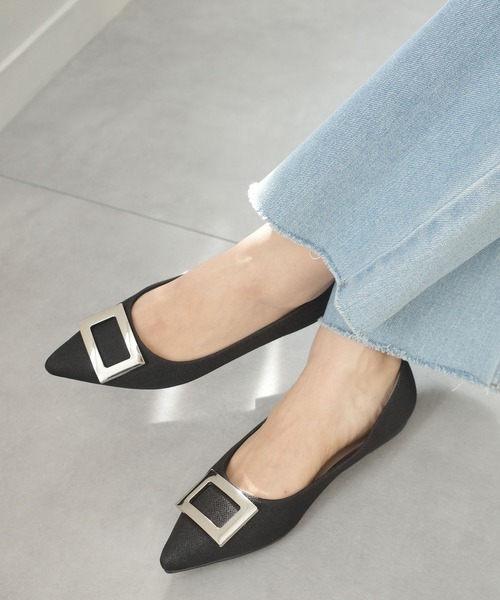 2026SS再販！】走れるパンプスシリーズ！バックルモチーフ フラット