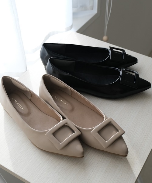2026SS再販！】走れるパンプスシリーズ！バックルモチーフ フラット