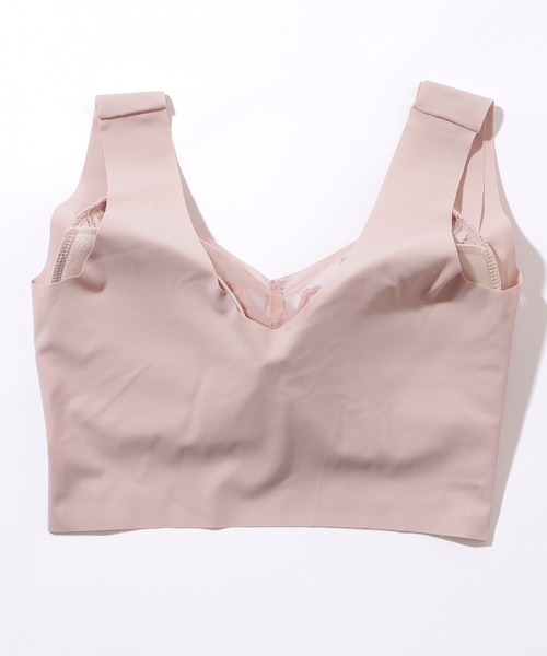 Lace Ladies（レースレディース）の「シェブロン柄 レース リボン ノンワイヤー ブラ ナイトブラ（ナイトブラ・レディース・ピンク/ラベンダー/ベージュ/ブラック・85/80/75）」の21枚目の写真