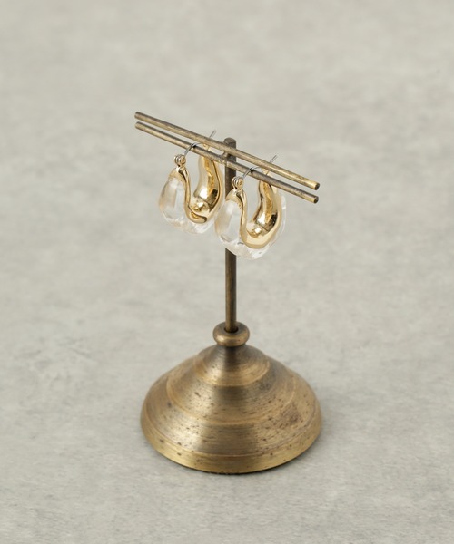 NANO universe（ナノユニバース）の「クリアゴールドコンビピアス（ピアス（両耳用）・レディース・ブラウン/クリア・FREE）」の3枚目の写真