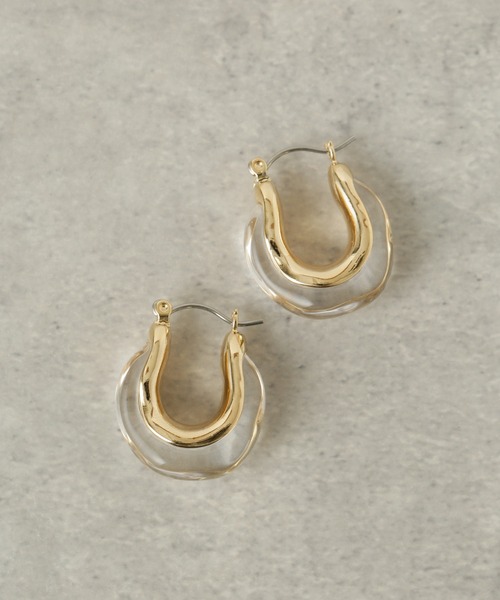 NANO universe（ナノユニバース）の「クリアゴールドコンビピアス（ピアス（両耳用）・レディース・ブラウン/クリア・FREE）」の4枚目の写真