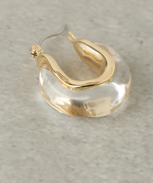 NANO universe（ナノユニバース）の「クリアゴールドコンビピアス（ピアス（両耳用）・レディース・ブラウン/クリア・FREE）」の6枚目の写真