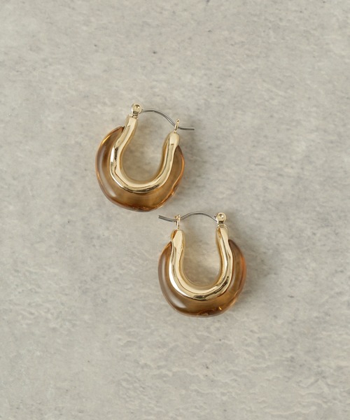 NANO universe（ナノユニバース）の「クリアゴールドコンビピアス（ピアス（両耳用）・レディース・ブラウン/クリア・FREE）」の7枚目の写真