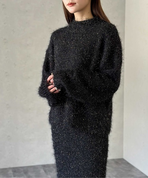 Per sist ence(パーシエンス)の「フェザーラメハイネックプルオーバー(ニット/セーター・レディース・ブルー/ホワイト/ブラック・FREE)」の14枚目の写真